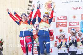 28.02.2019, Seefeld, Austria (AUT): Heidi Weng (NOR), Ingvild Flugstad Oestberg (NOR), Astrid Uhrenholdt Jacobsen (NOR), Therese Johaug (NOR), (l-r)  - FIS nordic world ski championships, cross-country, 4x5km women, Seefeld (AUT). www.nordicfocus.com. © Modica/NordicFocus. Every downloaded picture is fee-liable.