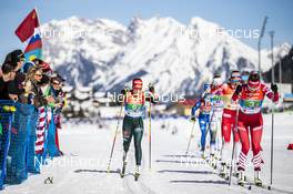 28.02.2019, Seefeld, Austria (AUT): Katharina Hennig (GER), Ingvild Flugstad Oestberg (NOR), Anastasia Sedova (RUS), (l-r)  - FIS nordic world ski championships, cross-country, 4x5km women, Seefeld (AUT). www.nordicfocus.com. © Modica/NordicFocus. Every downloaded picture is fee-liable.