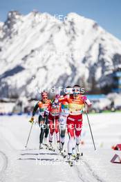 28.02.2019, Seefeld, Austria (AUT): Ingvild Flugstad Oestberg (NOR), Frida Karlsson (SWE), (l-r)  - FIS nordic world ski championships, cross-country, 4x5km women, Seefeld (AUT). www.nordicfocus.com. © Modica/NordicFocus. Every downloaded picture is fee-liable.