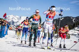 28.02.2019, Seefeld, Austria (AUT): Ebba Andersson (SWE), Victoria Carl (GER), Laurien Van Der Graaff (SUI), (l-r)  - FIS nordic world ski championships, cross-country, 4x5km women, Seefeld (AUT). www.nordicfocus.com. © Modica/NordicFocus. Every downloaded picture is fee-liable.