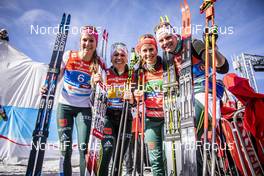 28.02.2019, Seefeld, Austria (AUT): Victoria Carl (GER), Katharina Hennig (GER), Sandra Ringwald (GER), Laura Gimmler (GER), (l-r)  - FIS nordic world ski championships, cross-country, 4x5km women, Seefeld (AUT). www.nordicfocus.com. © Modica/NordicFocus. Every downloaded picture is fee-liable.