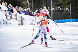 28.02.2019, Seefeld, Austria (AUT): Charlotte Kalla (SWE), Astrid Uhrenholdt Jacobsen (NOR), (l-r)  - FIS nordic world ski championships, cross-country, 4x5km women, Seefeld (AUT). www.nordicfocus.com. © Modica/NordicFocus. Every downloaded picture is fee-liable.