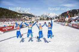 28.02.2019, Seefeld, Austria (AUT): Anna Comarella (ITA), Lucia Scardoni (ITA), Elisa Brocard (ITA), Ilaria Debertolis (ITA), (l-r)  - FIS nordic world ski championships, cross-country, 4x5km women, Seefeld (AUT). www.nordicfocus.com. © Modica/NordicFocus. Every downloaded picture is fee-liable.