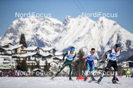 23.02.2019, Seefeld, Austria (AUT): Jonas Dobler (GER), Jonas Baumann (SUI), Naoto Baba (JPN), (l-r)  - FIS nordic world ski championships, cross-country, skiathlon men, Seefeld (AUT). www.nordicfocus.com. © Modica/NordicFocus. Every downloaded picture is fee-liable.