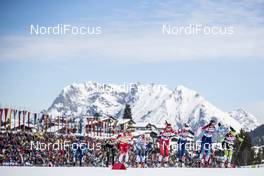 24.02.2019, Seefeld, Austria (AUT): Ingvild Flugstad Oestberg (NOR), Stina Nilsson (SWE), Sadie Bjornsen (USA), Laurien Van Der Graaf (SUI), Kerttu Niskanen (FIN), (l-r)  - FIS nordic world ski championships, cross-country, team sprint, Seefeld (AUT). www.nordicfocus.com. © Modica/NordicFocus. Every downloaded picture is fee-liable.