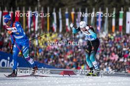 24.02.2019, Seefeld, Austria (AUT): Ristomatti Hakola (FIN), Federico Pellegrino (ITA), Lucas Chanavat (FRA), (l-r)  - FIS nordic world ski championships, cross-country, team sprint, Seefeld (AUT). www.nordicfocus.com. © Modica/NordicFocus. Every downloaded picture is fee-liable.