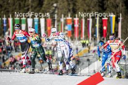 24.02.2019, Seefeld, Austria (AUT): Dahria Beatty (CAN), Sandra Ringwald (GER), Maja Dahlqvist (SWE), Maiken Caspersen Falla (NOR), Lucia Scardoni (ITA), (l-r)  - FIS nordic world ski championships, cross-country, team sprint, Seefeld (AUT). www.nordicfocus.com. © Modica/NordicFocus. Every downloaded picture is fee-liable.