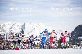 24.02.2019, Seefeld, Austria (AUT): Richard Jouve (FRA), Francesco De Fabiani (ITA), Emil Iversen (NOR), Viktor Thorn (SWE), Gleb Retivykh (RUS), (l-r)  - FIS nordic world ski championships, cross-country, team sprint, Seefeld (AUT). www.nordicfocus.com. © Modica/NordicFocus. Every downloaded picture is fee-liable.