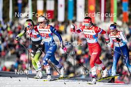 24.02.2019, Seefeld, Austria (AUT): Katja Visnar (SLO), Sadie Bjornsen (USA), Natalia Nepryaeva (RUS), (l-r)  - FIS nordic world ski championships, cross-country, team sprint, Seefeld (AUT). www.nordicfocus.com. © Modica/NordicFocus. Every downloaded picture is fee-liable.