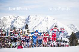 24.02.2019, Seefeld, Austria (AUT): Richard Jouve (FRA), Francesco De Fabiani (ITA), Emil Iversen (NOR), Viktor Thorn (SWE), Gleb Retivykh (RUS), (l-r)  - FIS nordic world ski championships, cross-country, team sprint, Seefeld (AUT). www.nordicfocus.com. © Modica/NordicFocus. Every downloaded picture is fee-liable.