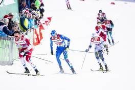 24.02.2019, Seefeld, Austria (AUT): Iivo Niskanen (FIN), Emil Iversen (NOR), Francesco De Fabiani (ITA), Viktor Thorn (SWE), (l-r)  - FIS nordic world ski championships, cross-country, team sprint, Seefeld (AUT). www.nordicfocus.com. © Modica/NordicFocus. Every downloaded picture is fee-liable.