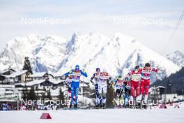 24.02.2019, Seefeld, Austria (AUT): Francesco De Fabiani (ITA), Viktor Thorn (SWE), Gleb Retivykh (RUS), Emil Iversen (NOR), (l-r)  - FIS nordic world ski championships, cross-country, team sprint, Seefeld (AUT). www.nordicfocus.com. © Modica/NordicFocus. Every downloaded picture is fee-liable.