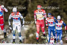 24.02.2019, Seefeld, Austria (AUT): Gleb Retivykh (RUS), Simeon Hamilton (USA), Viktor Thorn (SWE), (l-r)  - FIS nordic world ski championships, cross-country, team sprint, Seefeld (AUT). www.nordicfocus.com. © Modica/NordicFocus. Every downloaded picture is fee-liable.