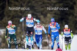24.02.2019, Seefeld, Austria (AUT): Lucas Chanavat (FRA), Federico Pellegrino (ITA), Sebastian Eisenlauer (GER), (l-r)  - FIS nordic world ski championships, cross-country, team sprint, Seefeld (AUT). www.nordicfocus.com. © Modica/NordicFocus. Every downloaded picture is fee-liable.