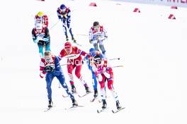 24.02.2019, Seefeld, Austria (AUT): Erik Bjornsen (USA), Alexander Bolshunov (RUS), Johannes Hoesflot Klaebo (NOR), Federico Pellegrino (ITA), (l-r)  - FIS nordic world ski championships, cross-country, team sprint, Seefeld (AUT). www.nordicfocus.com. © Modica/NordicFocus. Every downloaded picture is fee-liable.