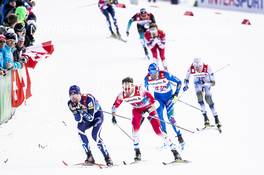 24.02.2019, Seefeld, Austria (AUT): Iivo Niskanen (FIN), Emil Iversen (NOR), Francesco De Fabiani (ITA), Viktor Thorn (SWE), (l-r)  - FIS nordic world ski championships, cross-country, team sprint, Seefeld (AUT). www.nordicfocus.com. © Modica/NordicFocus. Every downloaded picture is fee-liable.
