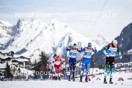 24.02.2019, Seefeld, Austria (AUT): Ristomatti Hakola (FIN), Federico Pellegrino (ITA), Lucas Chanavat (FRA), (l-r)  - FIS nordic world ski championships, cross-country, team sprint, Seefeld (AUT). www.nordicfocus.com. © Modica/NordicFocus. Every downloaded picture is fee-liable.