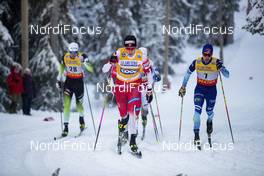 29.11.2019, Ruka, Finland (FIN): Johannes Hoesflot Klaebo (NOR), Ristomatti Hakola (FIN), (l-r)  - FIS world cup cross-country, individual sprint, Ruka (FIN). www.nordicfocus.com. © Modica/NordicFocus. Every downloaded picture is fee-liable.