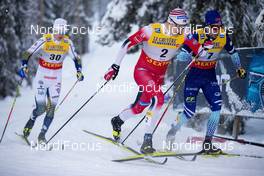 29.11.2019, Ruka, Finland (FIN): Oskar Svensson (SWE), Erik Valnes (NOR), Ristomatti Hakola (FIN), (l-r)  - FIS world cup cross-country, individual sprint, Ruka (FIN). www.nordicfocus.com. © Modica/NordicFocus. Every downloaded picture is fee-liable.
