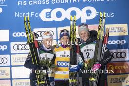 29.11.2019, Ruka, Finland (FIN): Jonna Sundling (SWE), Maiken Caspersen Falla (NOR), Sadie Maubet Bjornsen (USA), (l-r)  - FIS world cup cross-country, individual sprint, Ruka (FIN). www.nordicfocus.com. © Modica/NordicFocus. Every downloaded picture is fee-liable.