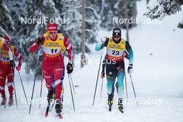 29.11.2019, Ruka, Finland (FIN): Alexander Bolshunov (RUS), Lucas Chanavat (FRA), (l-r)  - FIS world cup cross-country, individual sprint, Ruka (FIN). www.nordicfocus.com. © Modica/NordicFocus. Every downloaded picture is fee-liable.