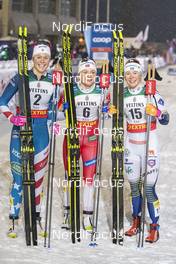 29.11.2019, Ruka, Finland (FIN): Sadie Maubet Bjornsen (USA), Maiken Caspersen Falla (NOR), Jonna Sundling (SWE), (l-r)  - FIS world cup cross-country, individual sprint, Ruka (FIN). www.nordicfocus.com. © Modica/NordicFocus. Every downloaded picture is fee-liable.