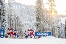 01.12.2019, Ruka, Finland (FIN): Michail Semenov (BLR), Beda Klee (SUI), Lauri Lepisto (FIN), Ilia Semikov (RUS), (l-r)  - FIS world cup cross-country, pursuit men, Ruka (FIN). www.nordicfocus.com. © Modica/NordicFocus. Every downloaded picture is fee-liable.