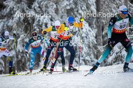01.12.2019, Ruka, Finland (FIN): Lucas Boegl (GER), Sebastian Eisenlauer (GER), Maurice Manificat (FRA), (l-r)  - FIS world cup cross-country, pursuit men, Ruka (FIN). www.nordicfocus.com. © Modica/NordicFocus. Every downloaded picture is fee-liable.