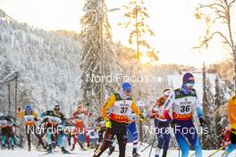 01.12.2019, Ruka, Finland (FIN): Beda Klee (SUI), Lucas Boegl (GER), Richard Jouve (FRA), (l-r)  - FIS world cup cross-country, pursuit men, Ruka (FIN). www.nordicfocus.com. © Modica/NordicFocus. Every downloaded picture is fee-liable.