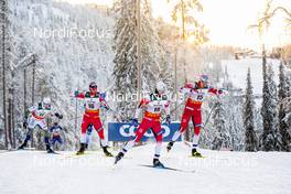 01.12.2019, Ruka, Finland (FIN): Martin Johnsrud Sundby (NOR), Sjur Roethe (NOR), Erik Valnes (NOR), (l-r)  - FIS world cup cross-country, pursuit men, Ruka (FIN). www.nordicfocus.com. © Modica/NordicFocus. Every downloaded picture is fee-liable.