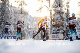 01.12.2019, Ruka, Finland (FIN): Clement Parisse (FRA), Lucas Boegl (GER), Adrien Backscheider (FRA), (l-r)  - FIS world cup cross-country, pursuit men, Ruka (FIN). www.nordicfocus.com. © Modica/NordicFocus. Every downloaded picture is fee-liable.