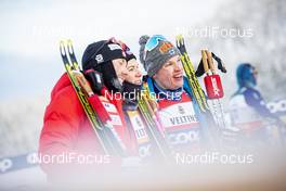 01.12.2019, Ruka, Finland (FIN): Emil Iversen (NOR), Johannes Hoesflot Klaebo (NOR), Iivo Niskanen (FIN), (l-r)  - FIS world cup cross-country, pursuit men, Ruka (FIN). www.nordicfocus.com. © Modica/NordicFocus. Every downloaded picture is fee-liable.