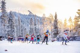 01.12.2019, Ruka, Finland (FIN): Axel Ekstroem (SWE), Jonas Dobler (GER), Richard Jouve (FRA), Michail Semenov (BLR), (l-r)  - FIS world cup cross-country, pursuit men, Ruka (FIN). www.nordicfocus.com. © Modica/NordicFocus. Every downloaded picture is fee-liable.