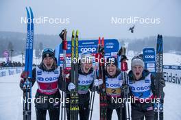 08.12.2019, Lillehammer, Norway (NOR): Sophie Caldwell (USA), Sadie Maubet Bjornsen (USA), Rosie Brennan (USA), Jessica Diggins (USA) - FIS world cup cross-country, 4x5km women, Lillehammer (NOR). www.nordicfocus.com. © Vianney THIBAUT/NordicFocus. Every downloaded picture is fee-liable.