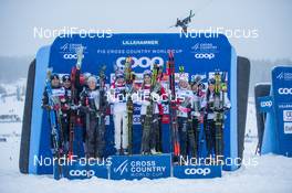 08.12.2019, Lillehammer, Norway (NOR): Sophie Caldwell (USA), Sadie Maubet Bjornsen (USA), Rosie Brennan (USA), Jessica Diggins (USA), (l-r) - FIS world cup cross-country, 4x5km women, Lillehammer (NOR). www.nordicfocus.com. © Vianney THIBAUT/NordicFocus. Every downloaded picture is fee-liable.
