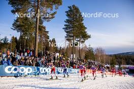 07.12.2019, Lillehammer, Norway (NOR): Johannes Hoesflot Klaebo (NOR), Iivo Niskanen (FIN), Emil Iversen (NOR), Hans Christer Holund (NOR), Sjur Roethe (NOR), Alexander Bolshunov (RUS), Perttu Hyvarinen (FIN), Jens Burman (SWE), Andrey Larkov (RUS), Sergey Ustiugov (RUS), (l-r)  - FIS world cup cross-country, skiathlon men, Lillehammer (NOR). www.nordicfocus.com. © Modica/NordicFocus. Every downloaded picture is fee-liable.