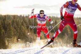 07.12.2019, Lillehammer, Norway (NOR): Emil Iversen (NOR), Alexander Bolshunov (RUS), (l-r)  - FIS world cup cross-country, skiathlon men, Lillehammer (NOR). www.nordicfocus.com. © Modica/NordicFocus. Every downloaded picture is fee-liable.