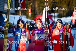 07.12.2019, Lillehammer, Norway (NOR): Hans Christer Holund (NOR), Alexander Bolshunov (RUS), Emil Iversen (NOR), (l-r)  - FIS world cup cross-country, skiathlon men, Lillehammer (NOR). www.nordicfocus.com. © Modica/NordicFocus. Every downloaded picture is fee-liable.