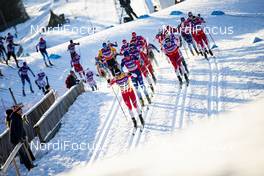 07.12.2019, Lillehammer, Norway (NOR): Johannes Hoesflot Klaebo (NOR), Iivo Niskanen (FIN), Emil Iversen (NOR), Hans Christer Holund (NOR), Sjur Roethe (NOR), Alexander Bolshunov (RUS), Perttu Hyvarinen (FIN), +m+, Jens Burman (SWE), Andrey Larkov (RUS), Sergey Ustiugov (RUS), (l-r)  - FIS world cup cross-country, skiathlon men, Lillehammer (NOR). www.nordicfocus.com. © Modica/NordicFocus. Every downloaded picture is fee-liable.