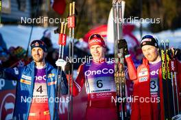 07.12.2019, Lillehammer, Norway (NOR): Hans Christer Holund (NOR), Alexander Bolshunov (RUS), Emil Iversen (NOR), (l-r)  - FIS world cup cross-country, skiathlon men, Lillehammer (NOR). www.nordicfocus.com. © Modica/NordicFocus. Every downloaded picture is fee-liable.