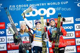 07.12.2019, Lillehammer, Norway (NOR): Jessica Diggins (USA), Therese Johaug (NOR), Heidi Weng (NOR), (l-r)  - FIS world cup cross-country, skiathlon women, Lillehammer (NOR). www.nordicfocus.com. © Modica/NordicFocus. Every downloaded picture is fee-liable.