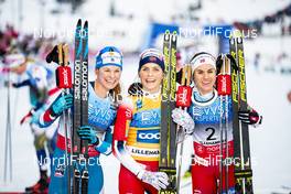 07.12.2019, Lillehammer, Norway (NOR): Jessica Diggins (USA), Therese Johaug (NOR), Heidi Weng (NOR), (l-r)  - FIS world cup cross-country, skiathlon women, Lillehammer (NOR). www.nordicfocus.com. © Modica/NordicFocus. Every downloaded picture is fee-liable.