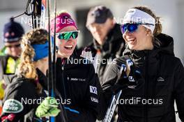 14.12.2019, Davos, Switzerland (SUI): Hailey Swirbul (USA), Jessica Diggins (USA), Sadie Maubet Bjornsen (USA), (l-r)  - FIS world cup cross-country, individual sprint, Davos (SUI). www.nordicfocus.com. © Modica/NordicFocus. Every downloaded picture is fee-liable.