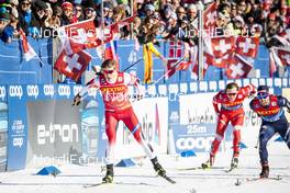 29.12.2019, Lenzerheide, Switzerland (SUI): Johannes Hoesflot Klaebo (NOR), Federico Pellegrino (ITA), Gleb Retivykh (RUS), (l-r)  - FIS world cup cross-country, tour de ski, individual sprint, Lenzerheide (SUI). www.nordicfocus.com. © Modica/NordicFocus. Every downloaded picture is fee-liable.