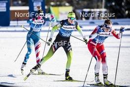 29.12.2019, Lenzerheide, Switzerland (SUI): Sadie Maubet Bjornsen (USA), Anamarija Lampic (SLO), Maiken Caspersen Falla (NOR), (l-r)  - FIS world cup cross-country, tour de ski, individual sprint, Lenzerheide (SUI). www.nordicfocus.com. © Modica/NordicFocus. Every downloaded picture is fee-liable.
