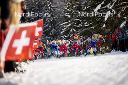 28.12.2019, Lenzerheide, Switzerland (SUI): Dario Cologna (SUI), Hans Christer Holund (NOR), Sergey Ustiugov (RUS), Iivo Niskanen (FIN), (l-r)  - FIS world cup cross-country, tour de ski, mass women, Lenzerheide (SUI). www.nordicfocus.com. © Modica/NordicFocus. Every downloaded picture is fee-liable.