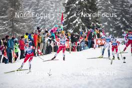 28.12.2019, Lenzerheide, Switzerland (SUI): Heidi Weng (NOR), Astrid Uhrenholdt Jacobsen (NOR), Ebba Andersson (SWE), (l-r)  - FIS world cup cross-country, tour de ski, mass women, Lenzerheide (SUI). www.nordicfocus.com. © Modica/NordicFocus. Every downloaded picture is fee-liable.