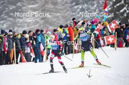 28.12.2019, Lenzerheide, Switzerland (SUI): Lisa Unterweger (AUT), Vesna Fabjan (SLO), (l-r), (l-r)  - FIS world cup cross-country, tour de ski, mass women, Lenzerheide (SUI). www.nordicfocus.com. © Modica/NordicFocus. Every downloaded picture is fee-liable.