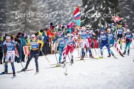 28.12.2019, Lenzerheide, Switzerland (SUI): Moa Lundgren (SWE), Victoria Carl (GER), Sadie Maubet Bjornsen (USA), Anne Kjersti Kalvaa (NOR), Jonna Sundling (SWE), (l-r), (l-r)  - FIS world cup cross-country, tour de ski, mass women, Lenzerheide (SUI). www.nordicfocus.com. © Modica/NordicFocus. Every downloaded picture is fee-liable.