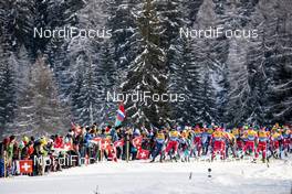 28.12.2019, Lenzerheide, Switzerland (SUI): Start of the Race (l-r)  - FIS world cup cross-country, tour de ski, mass men, Lenzerheide (SUI). www.nordicfocus.com. © Modica/NordicFocus. Every downloaded picture is fee-liable.